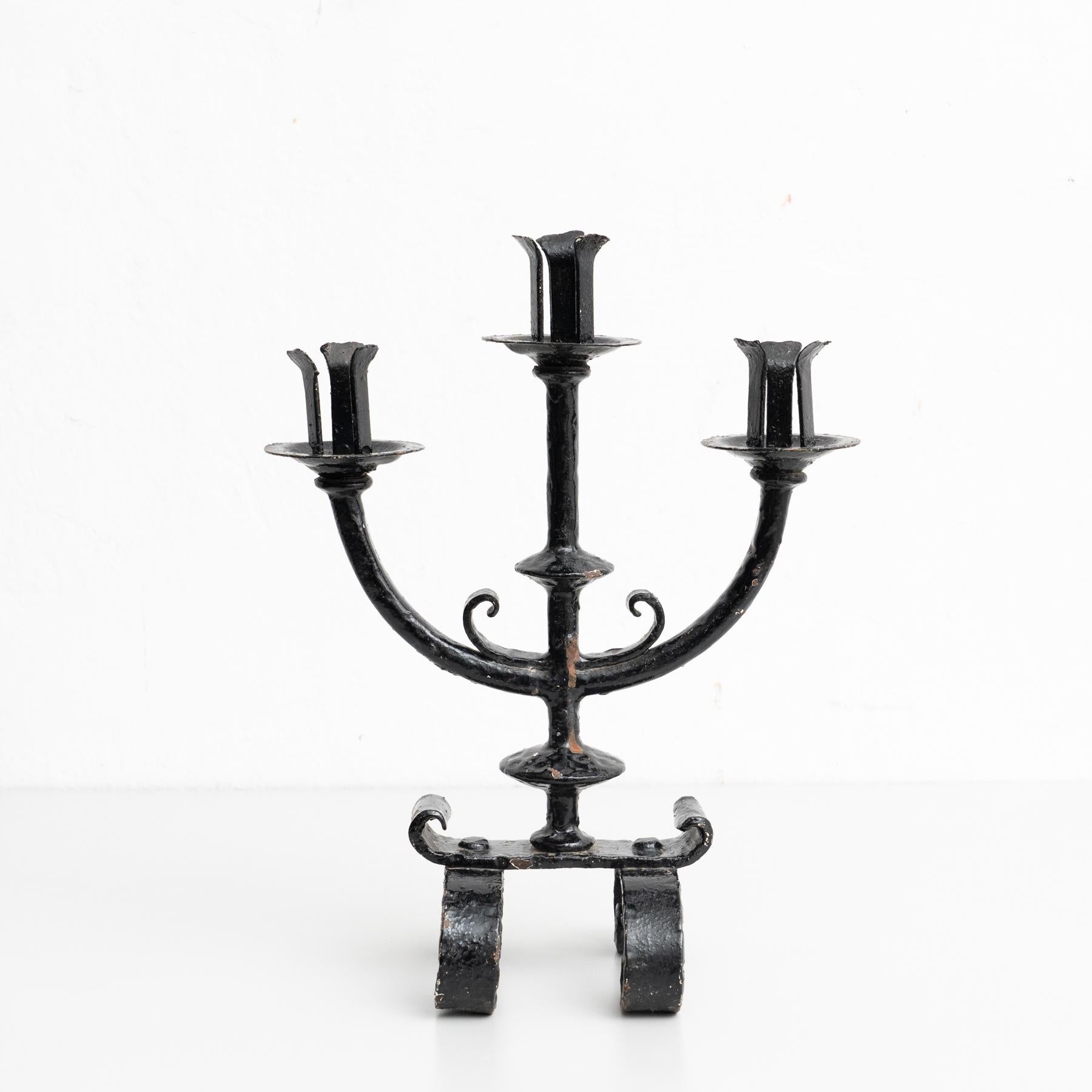 Other Rustic Metal Candle Holder, circa 1940 For Sale
