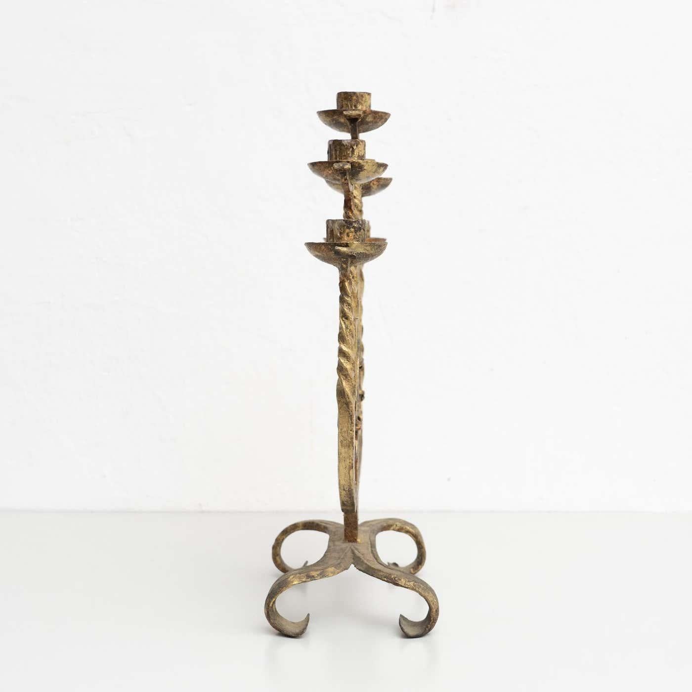 Spanish Rustic Metal Candle Holder, circa 1940