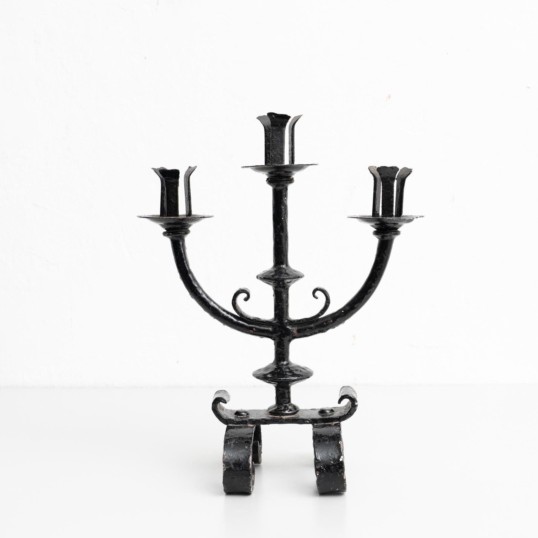 Mid-20th Century Rustic Metal Candle Holder, circa 1940 For Sale
