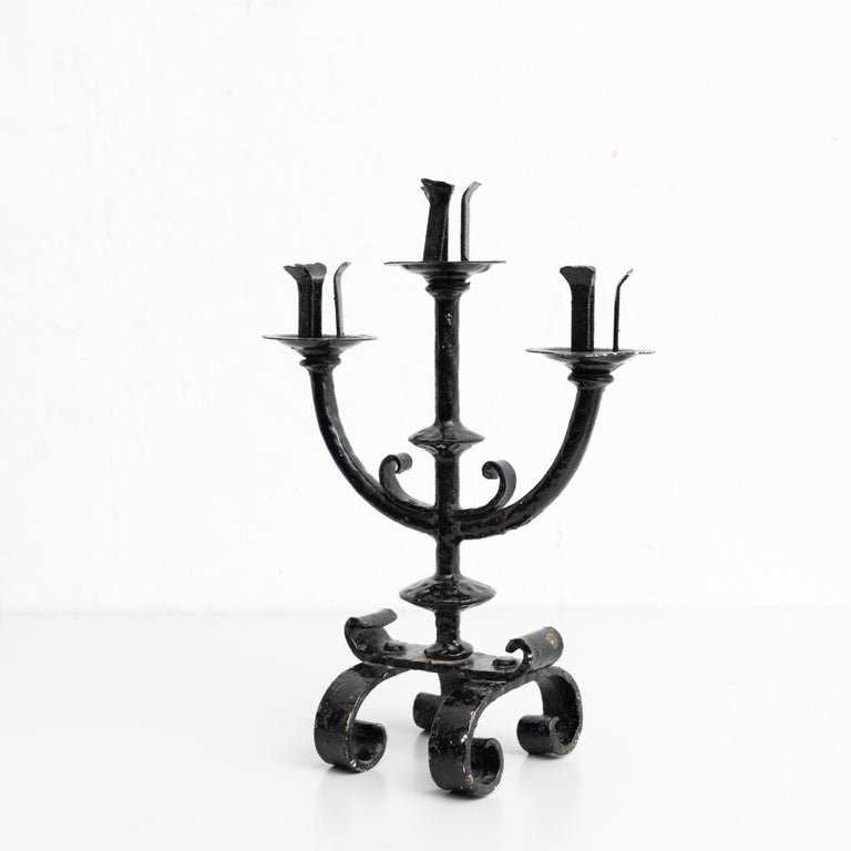 Rustic Metal Candle Holder, circa 1940 For Sale at 1stDibs