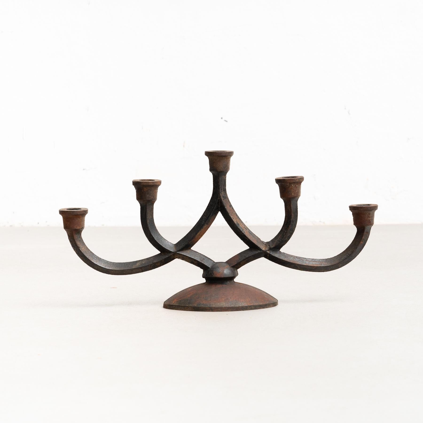 Rustic Metal Candle Holder, circa 1940 For Sale 2