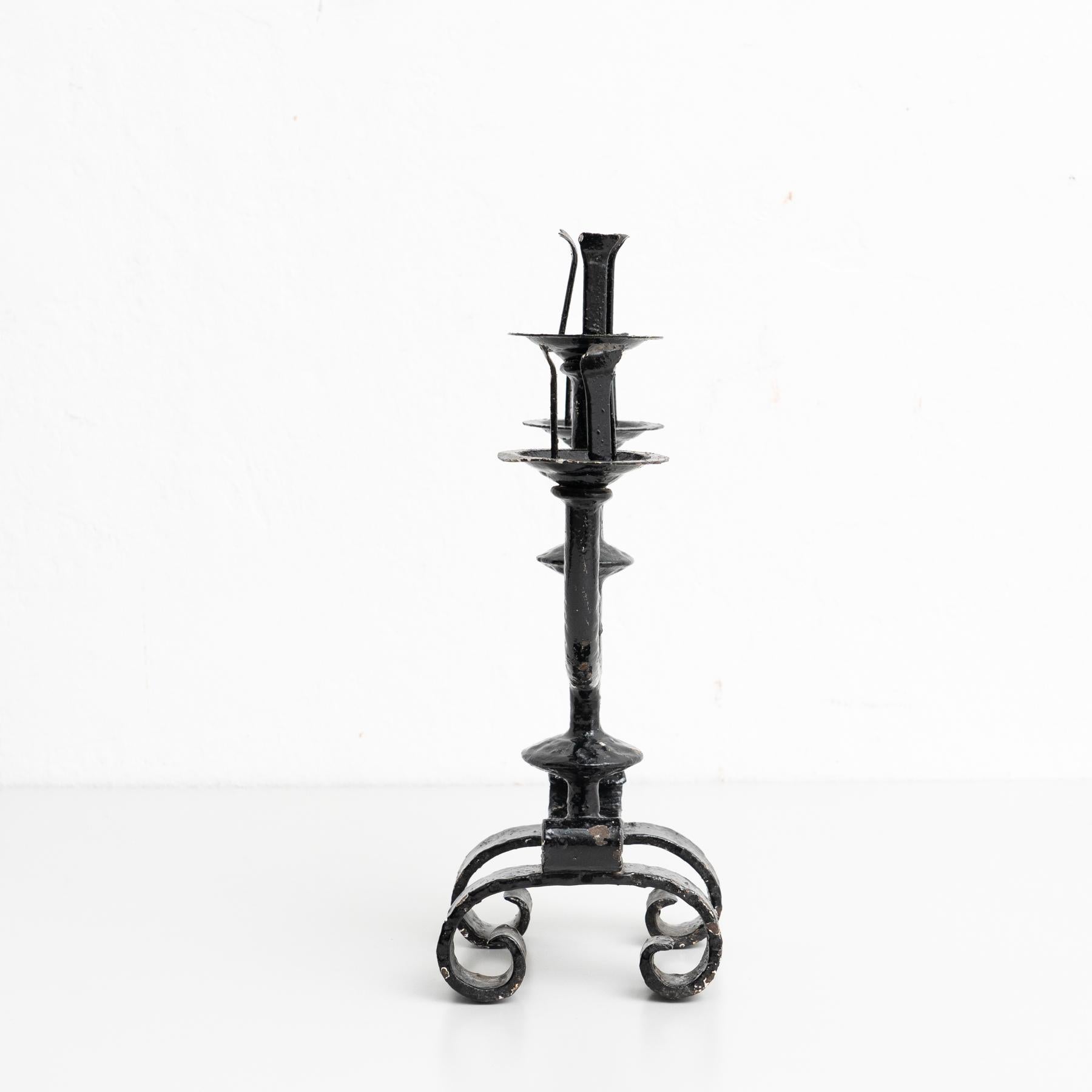 Rustic Metal Candle Holder, circa 1940 For Sale 2