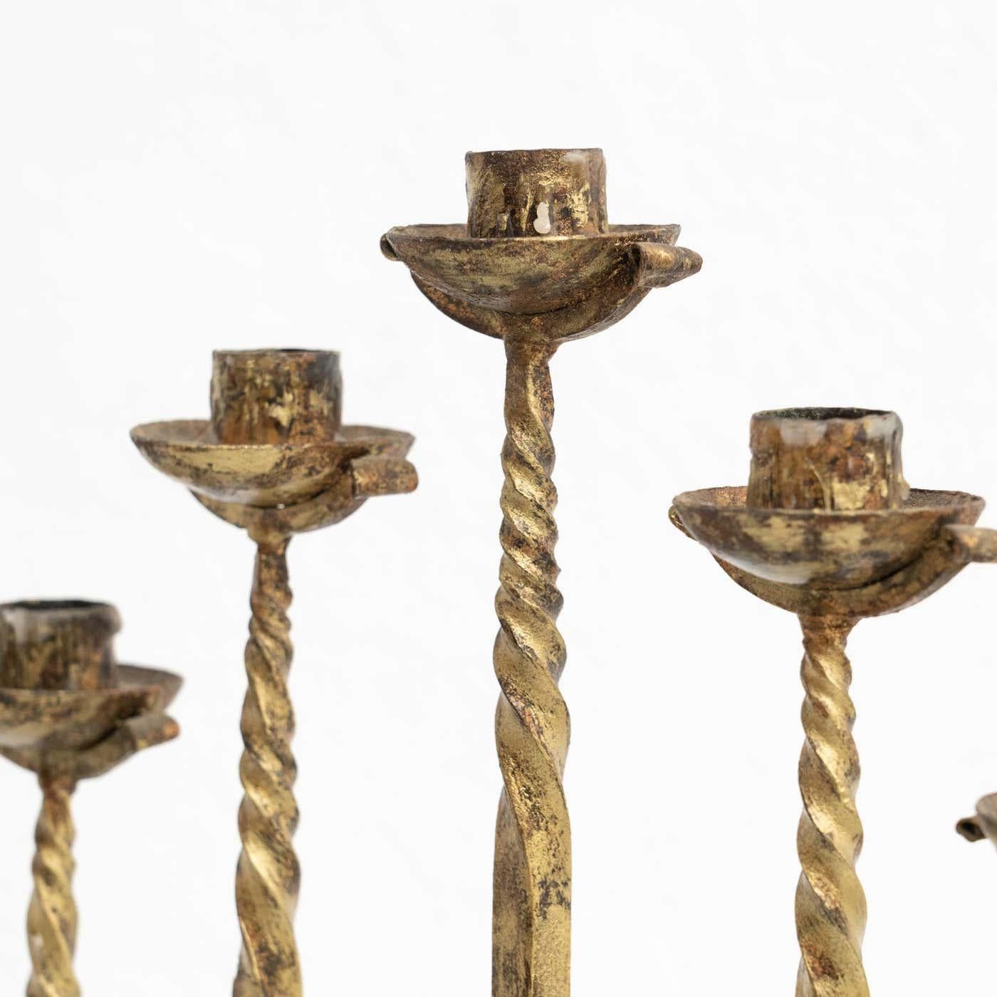 Rustic Metal Candle Holder, circa 1940 2