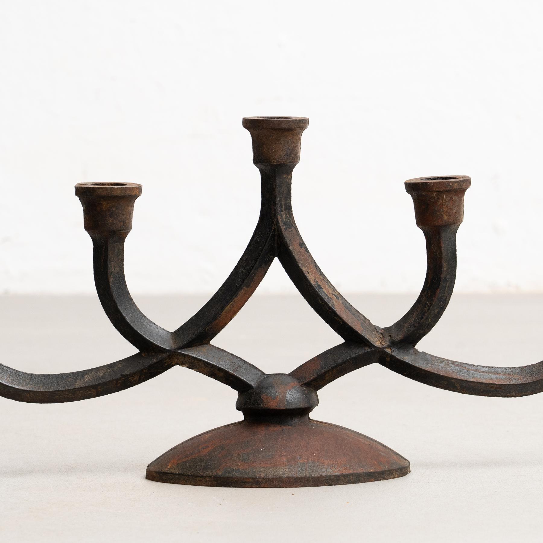 Rustic Metal Candle Holder, circa 1940 For Sale 3