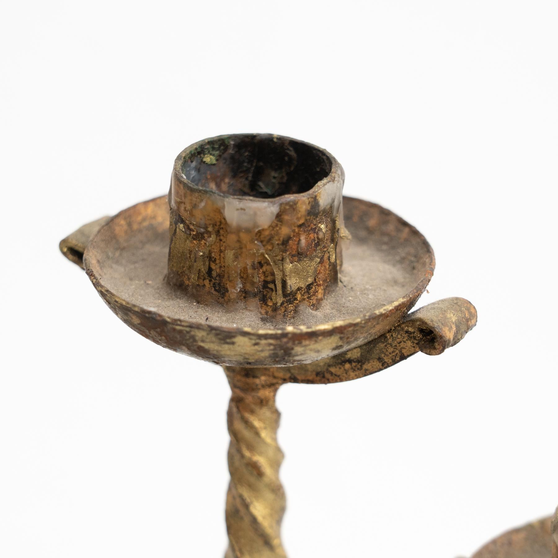 Rustic Metal Candle Holder, circa 1940 For Sale 3