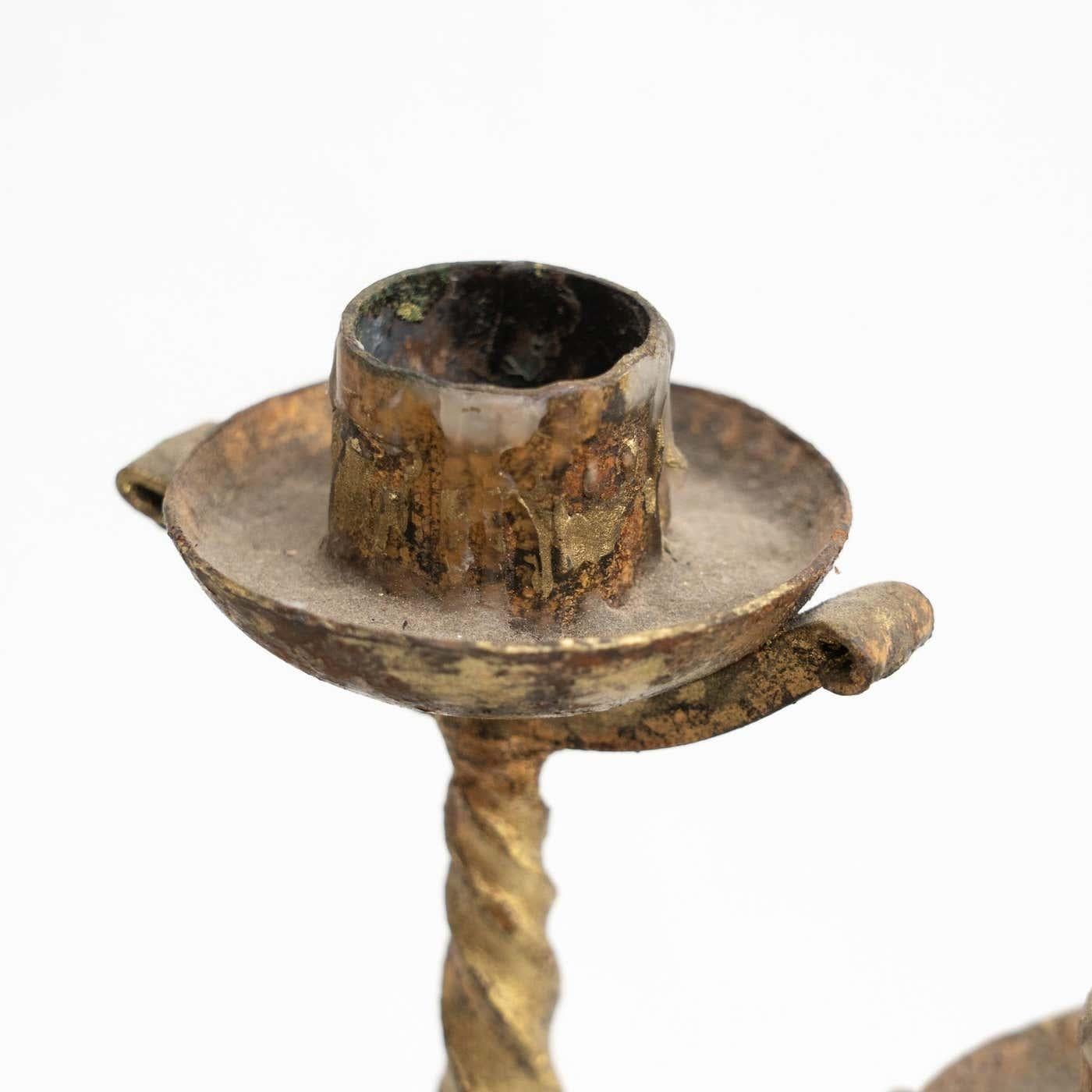Rustic Metal Candle Holder, circa 1940 3