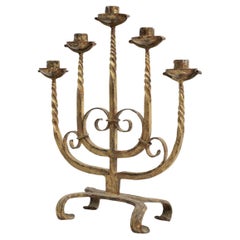 Rustic Metal Candle Holder, circa 1940