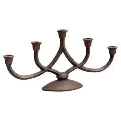 Rustic Metal Candle Holder, Mid-Century Modern, Spain, Circa 1940