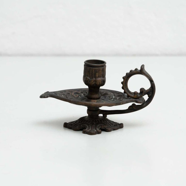 Rustic Metal Candle Holder, circa 1950 For Sale at 1stDibs
