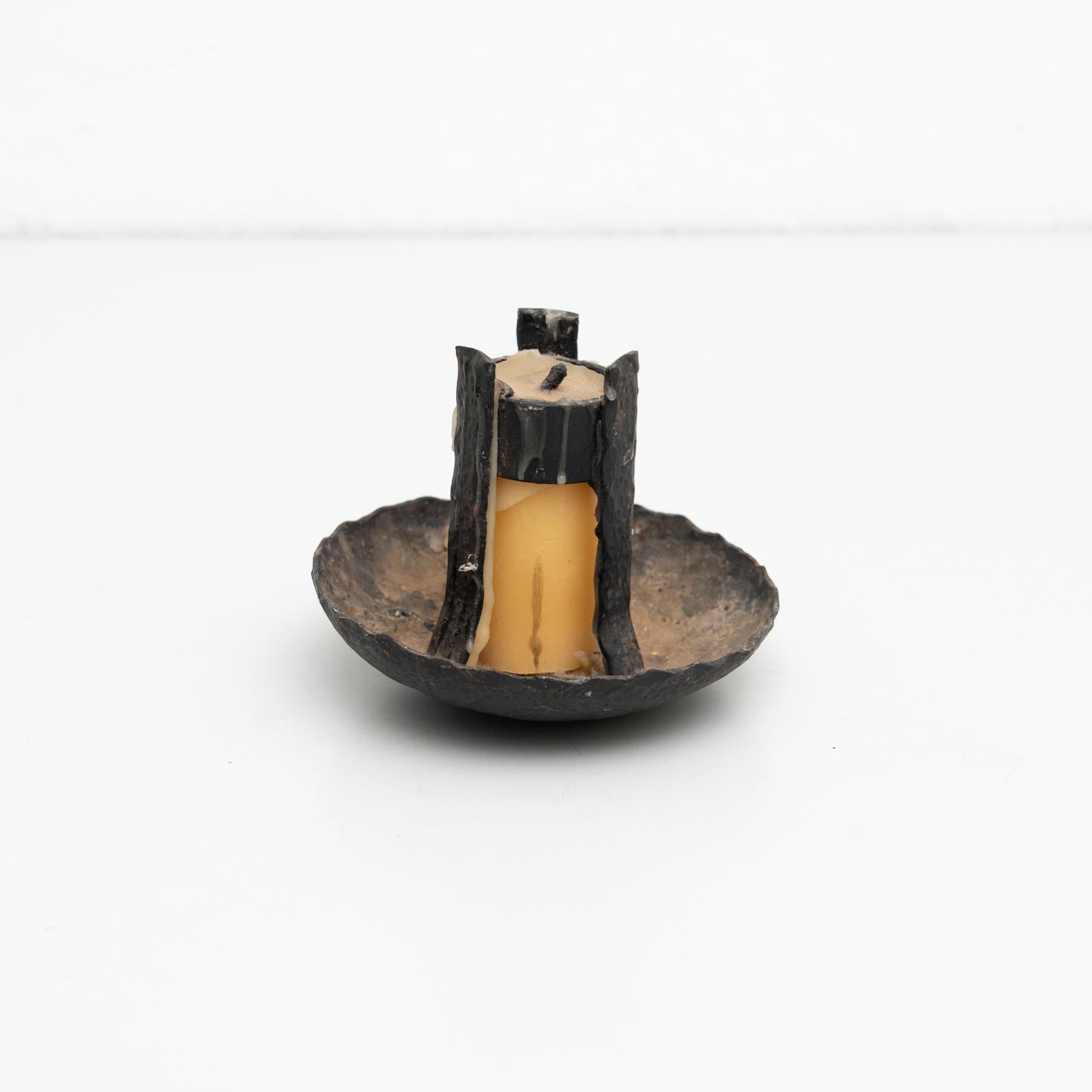 Other Rustic Metal Candle Holder, circa 1950 For Sale