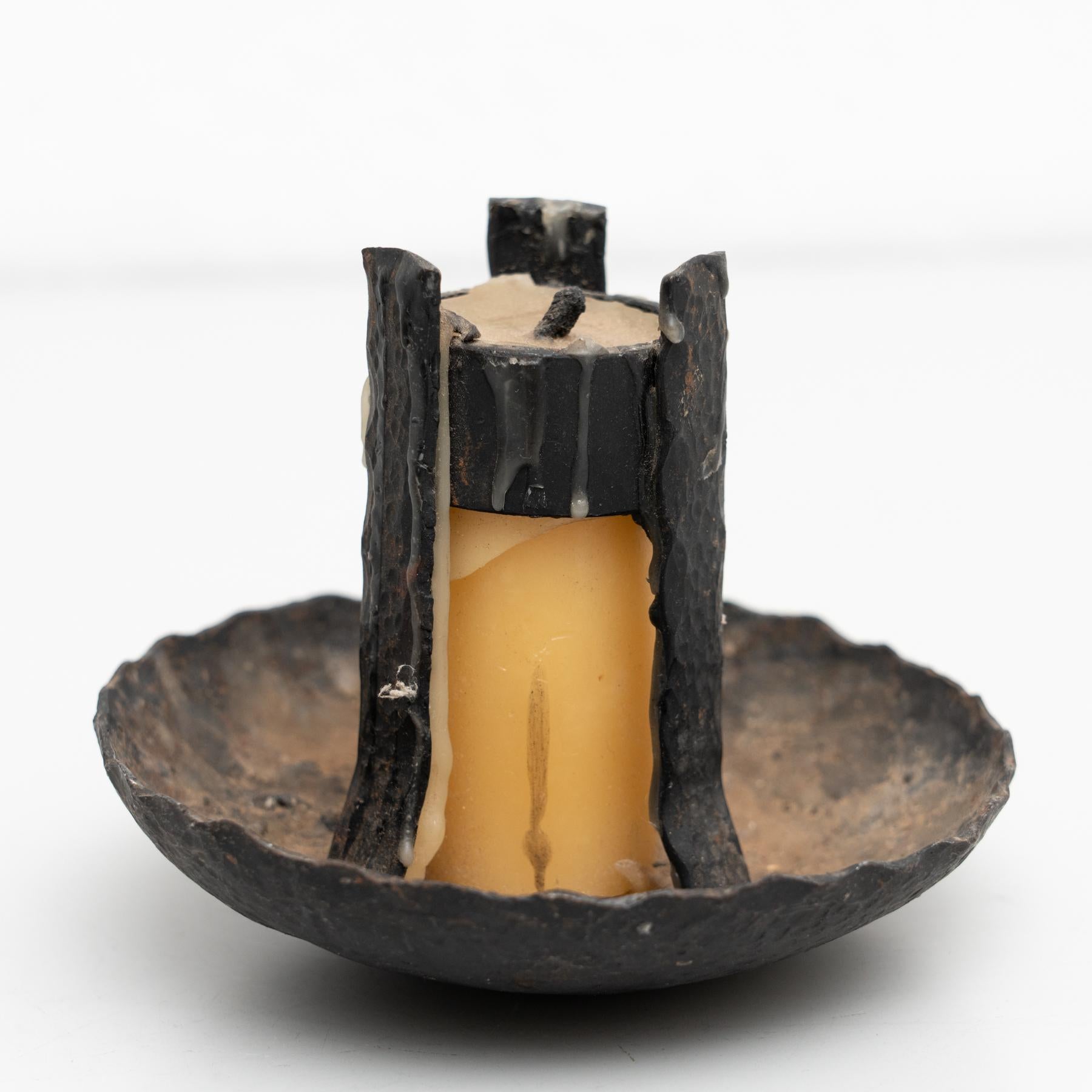 Spanish Rustic Metal Candle Holder, circa 1950 For Sale