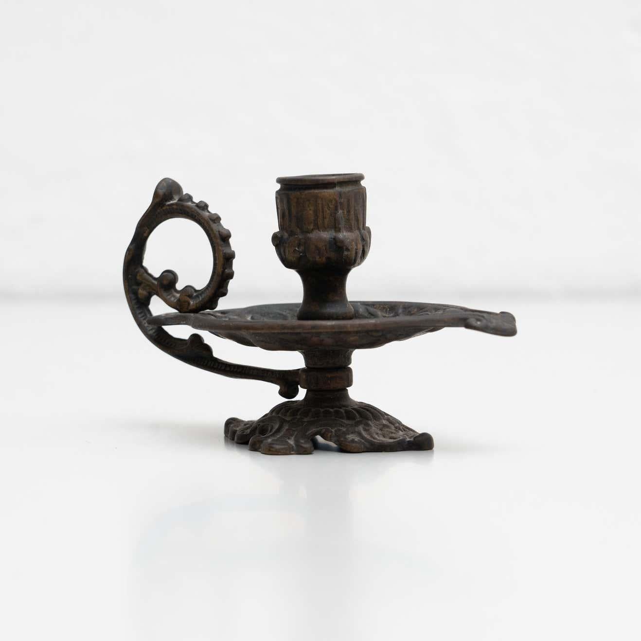 Spanish Rustic Metal Candle Holder, circa 1950 For Sale