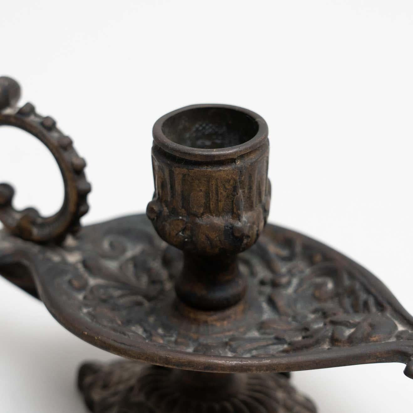 Rustic Metal Candle Holder, circa 1950 In Good Condition For Sale In Barcelona, Barcelona