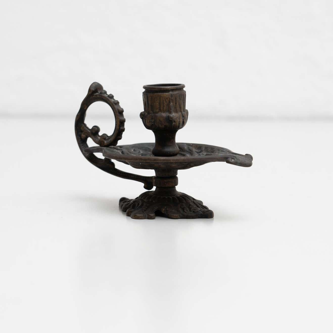 Rustic Metal Candle Holder, circa 1950 For Sale 1