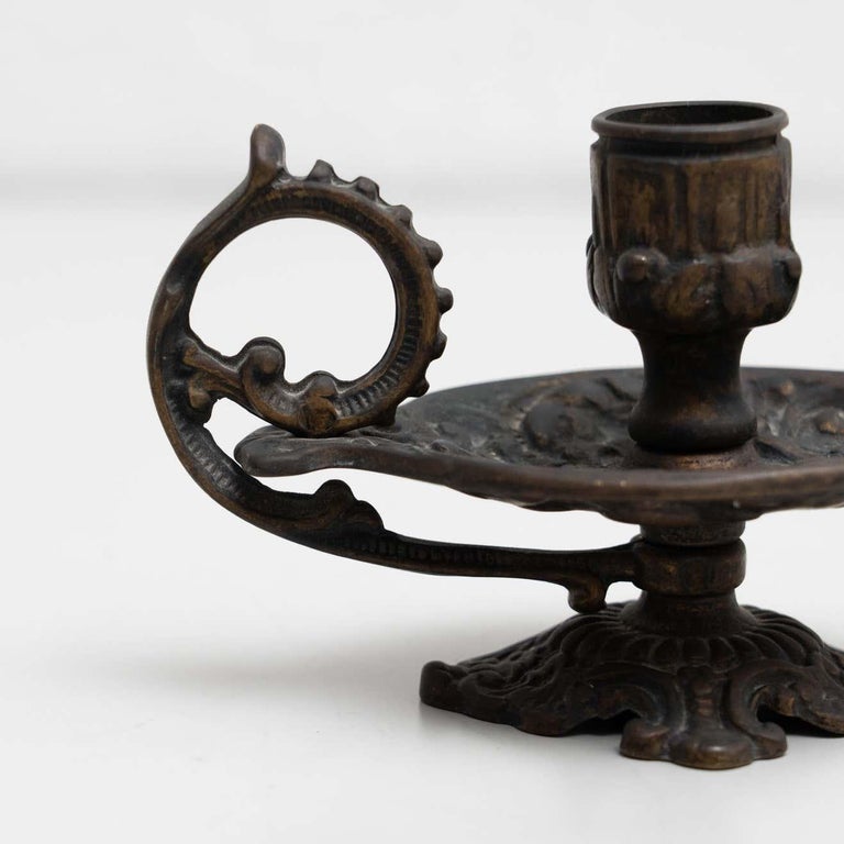 Rustic Metal Candle Holder, circa 1950 For Sale at 1stDibs