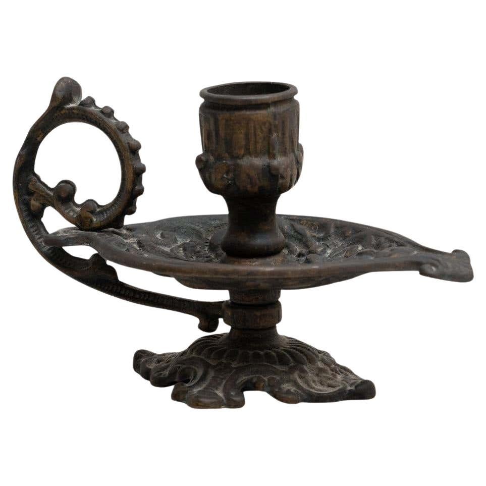 Rustic Metal Candle Holder, circa 1950 For Sale