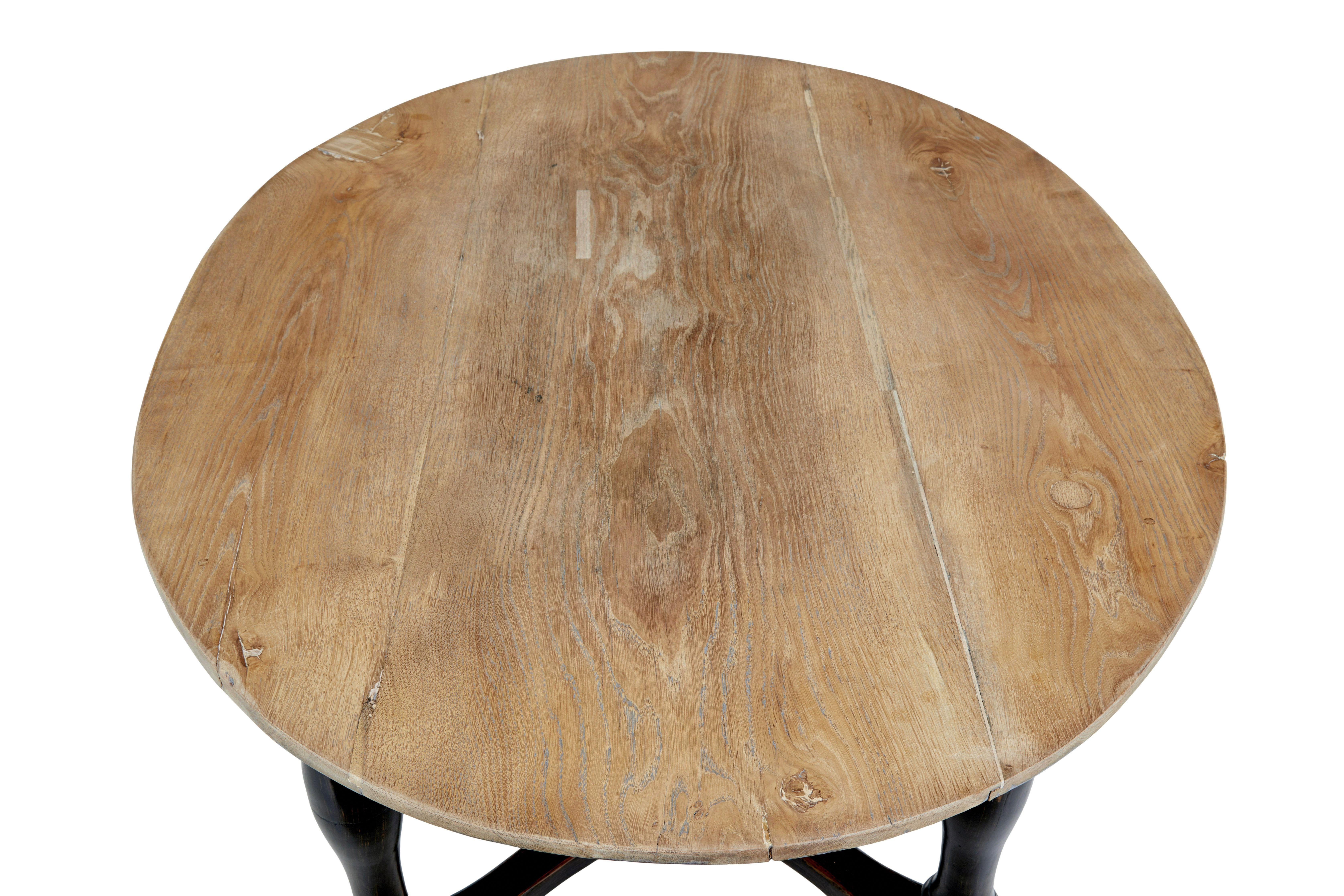 19th Century Rustic mid 19th century painted oak occasional table For Sale