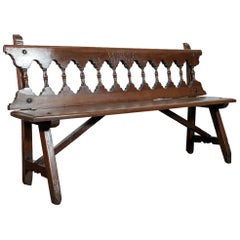 Rustic Mid-19th Century Walnut Spanish Bench