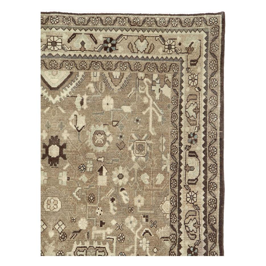 Hand-Knotted Rustic Mid-20th Century Century Handmade Persian Malayer Gallery Accent Rug For Sale