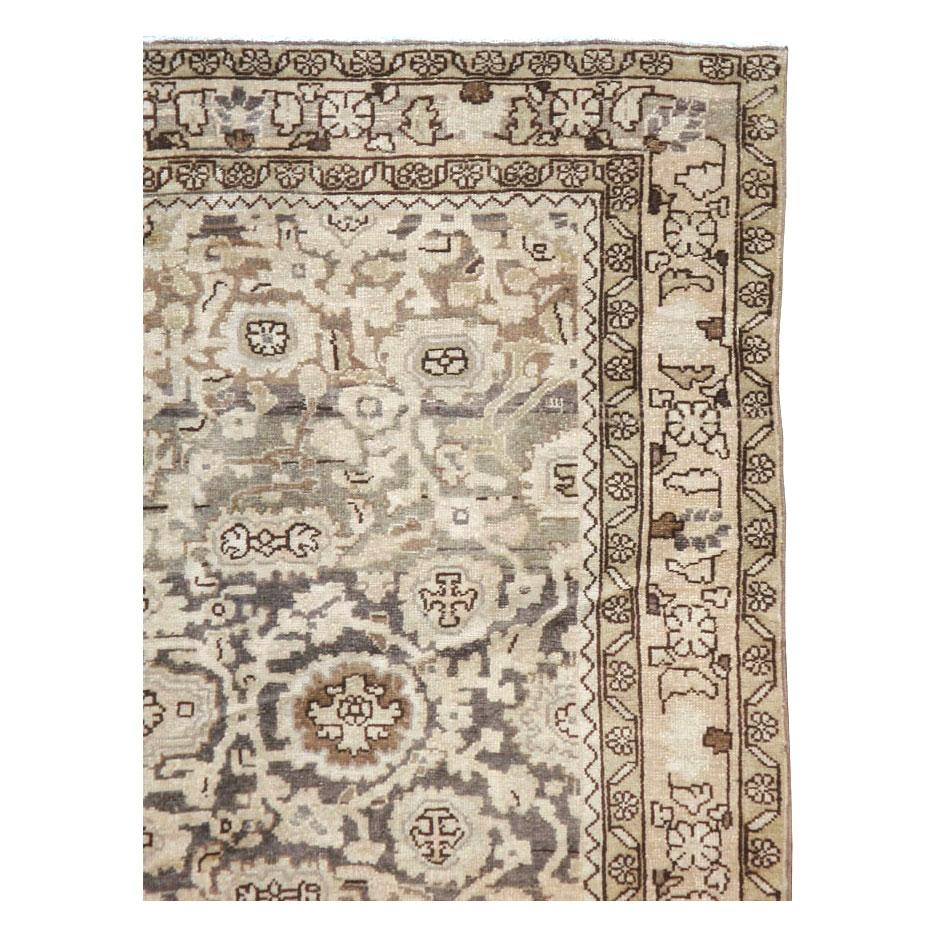 Hand-Knotted Rustic Mid-20th Century Handmade Persian Malayer Gallery Accent Rug For Sale