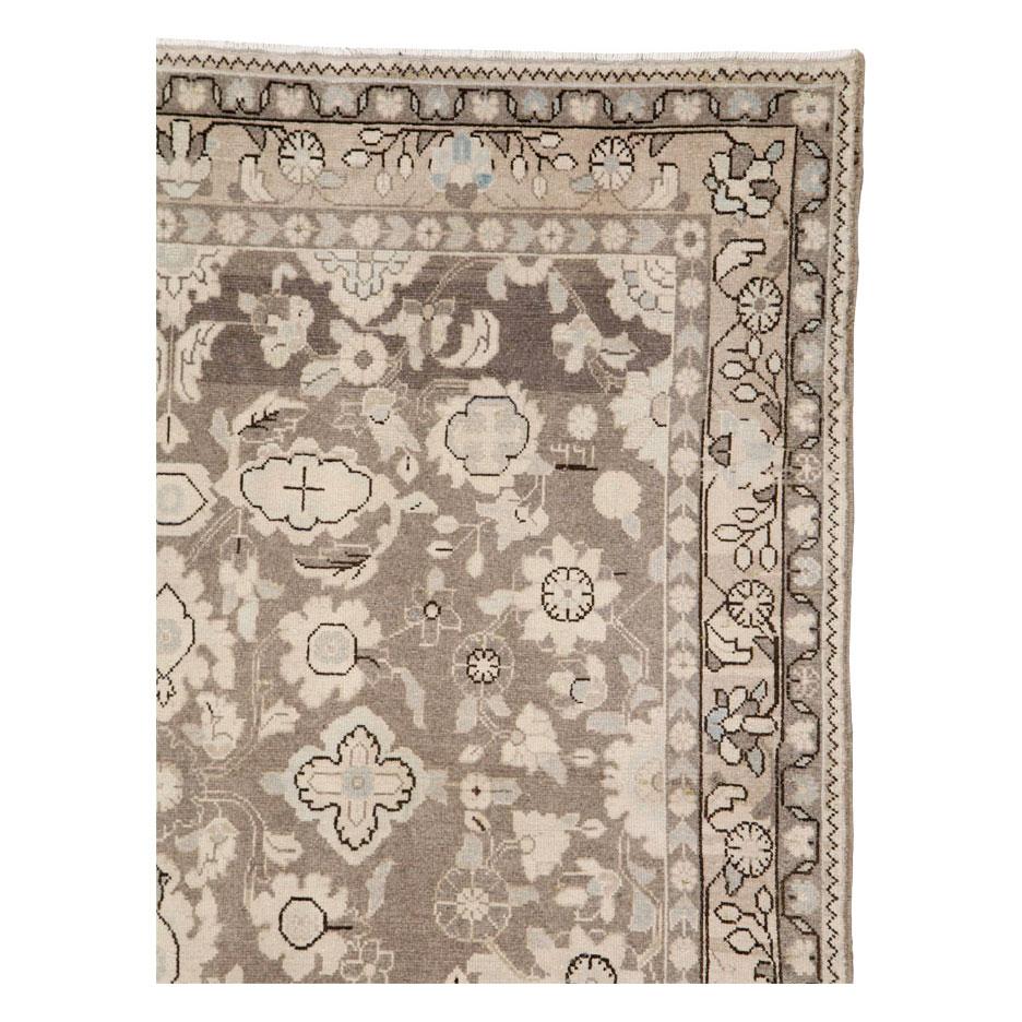 Hand-Knotted Rustic Mid-20th Century Century Handmade Persian Malayer Gallery Accent Rug For Sale