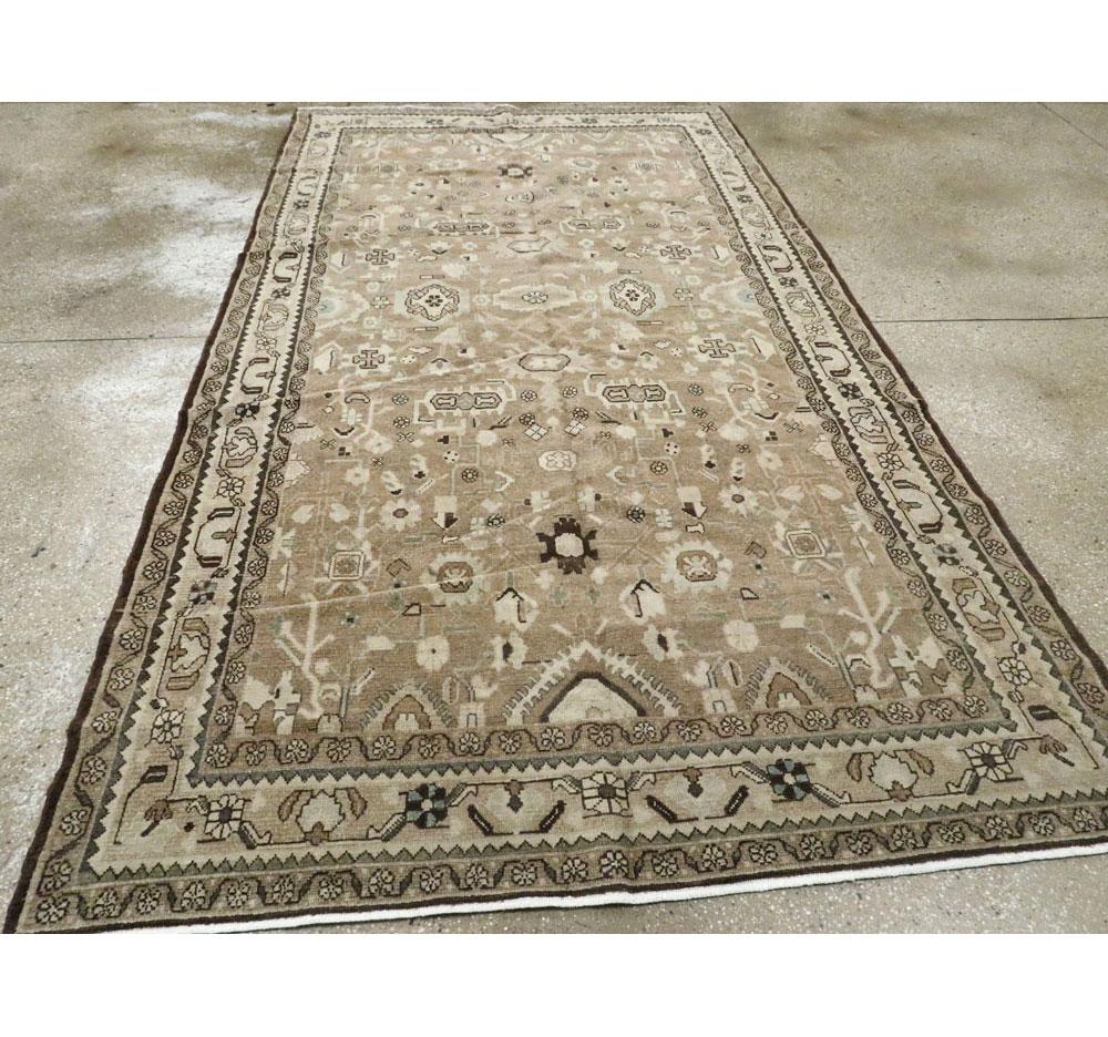 Wool Rustic Mid-20th Century Century Handmade Persian Malayer Gallery Accent Rug For Sale