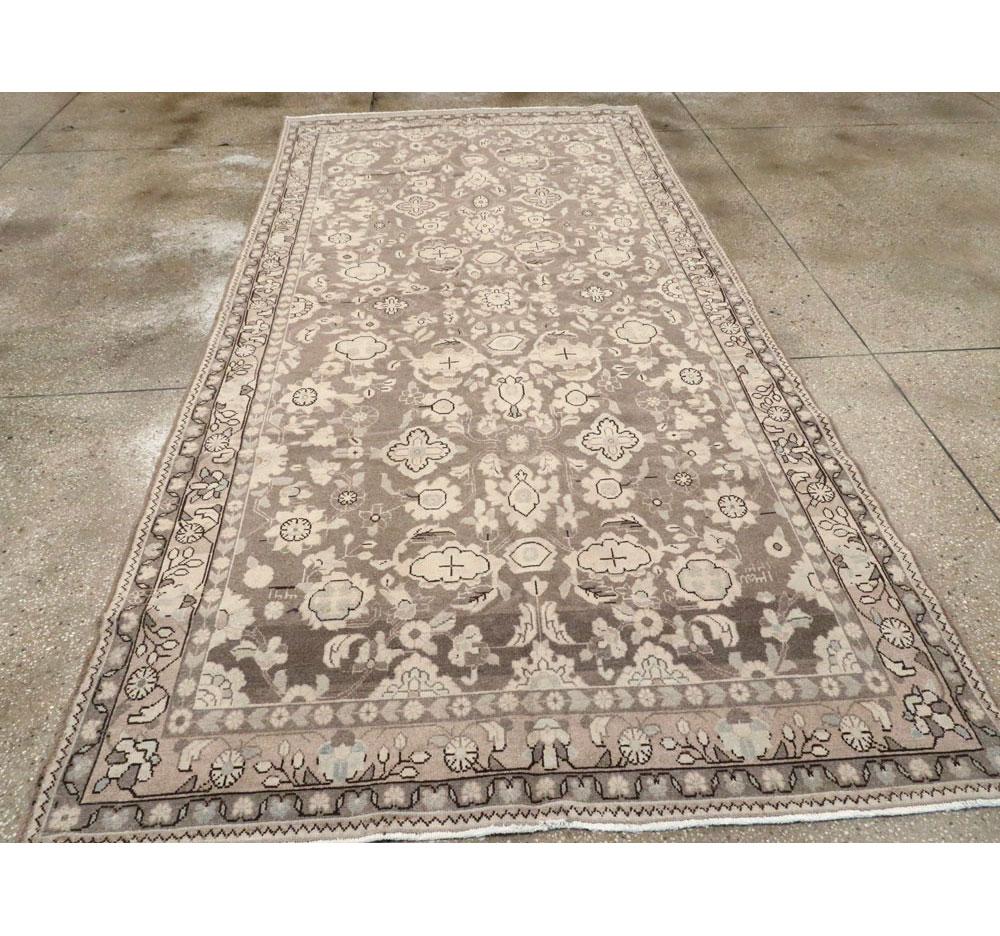 Wool Rustic Mid-20th Century Century Handmade Persian Malayer Gallery Accent Rug For Sale