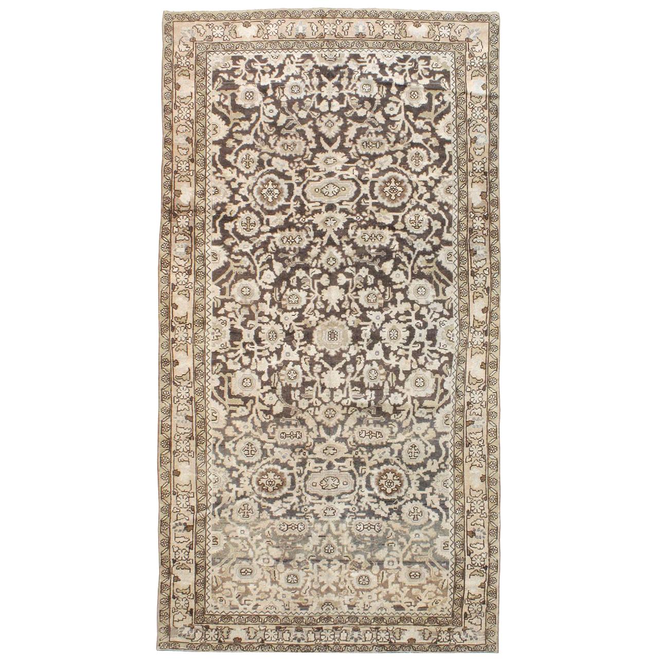 Rustic Mid-20th Century Handmade Persian Malayer Gallery Accent Rug For Sale