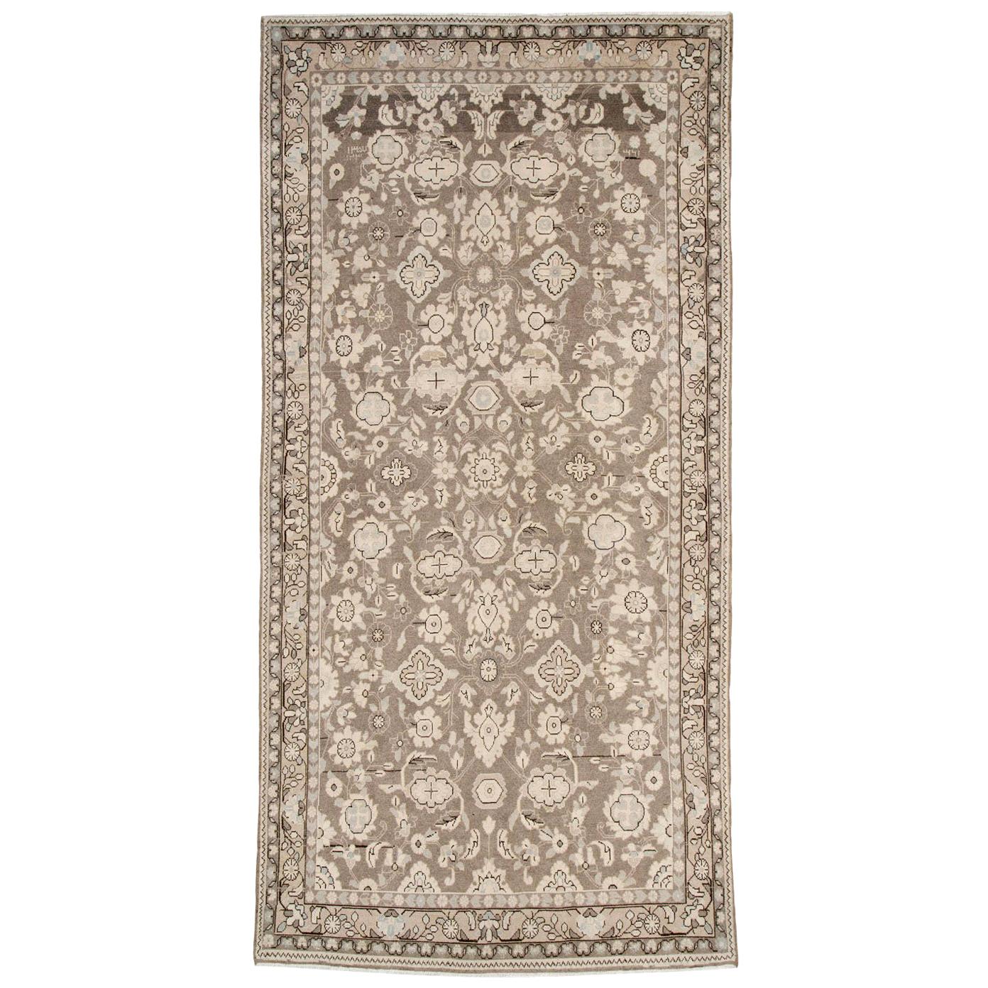 Rustic Mid-20th Century Century Handmade Persian Malayer Gallery Accent Rug For Sale