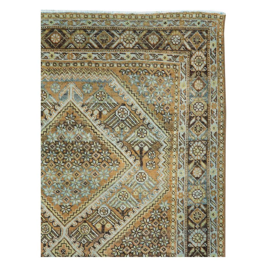 Hand-Knotted Rustic Mid-20th Century Handmade Persian Afshar Accent Rug For Sale