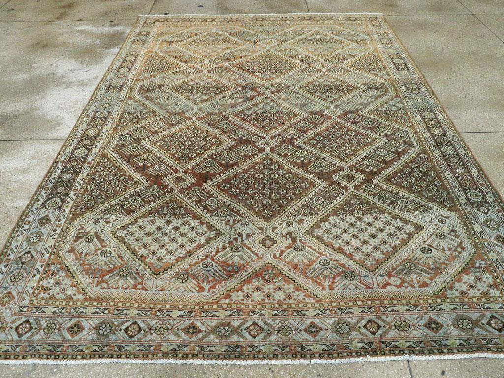 Wool Rustic Mid-20th Century Handmade Persian Afshar Accent Rug For Sale