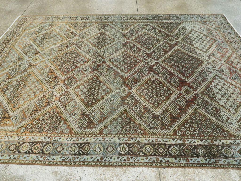 Rustic Mid-20th Century Handmade Persian Afshar Accent Rug For Sale 2