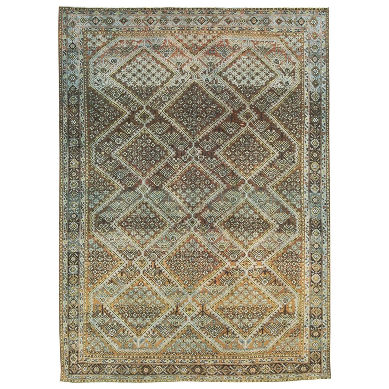 Rustic Mid-20th Century Handmade Persian Afshar Accent Rug For Sale