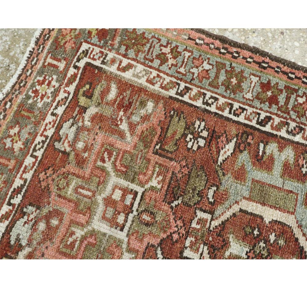 Wool Rustic Mid-20th Century Handmade Persian Karajeh Small Runner For Sale