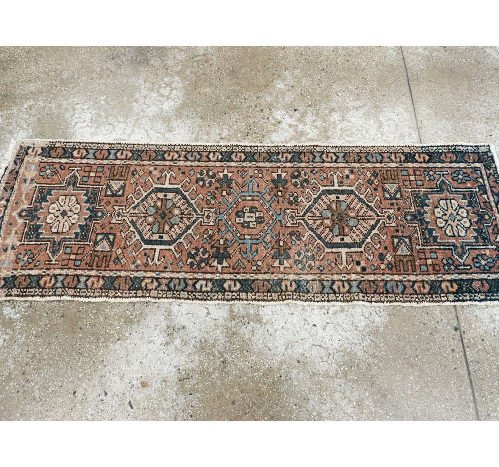 Rustic Mid-20th Century Handmade Persian Karajeh Small Runner 1