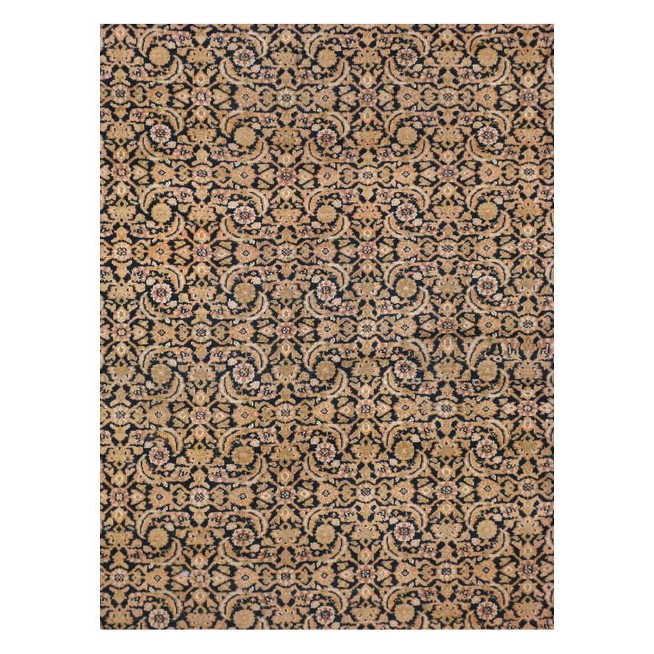 Hand-Knotted Rustic Mid-20th Century Handmade Persian Khorassan Large Square Room Size Carpet For Sale