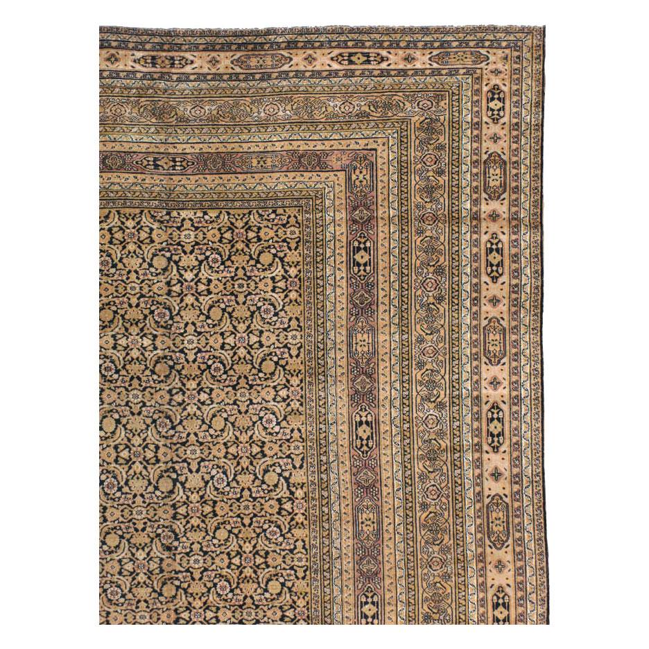 Rustic Mid-20th Century Handmade Persian Khorassan Large Square Room Size Carpet In Good Condition For Sale In New York, NY