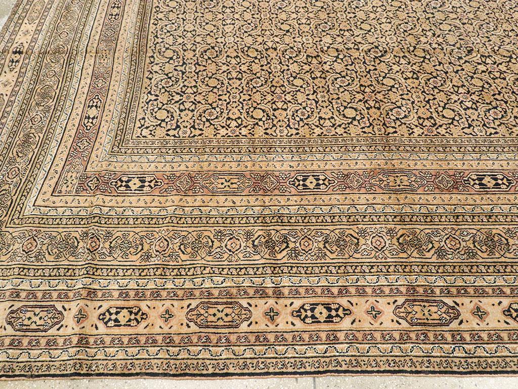Rustic Mid-20th Century Handmade Persian Khorassan Large Square Room Size Carpet For Sale 3
