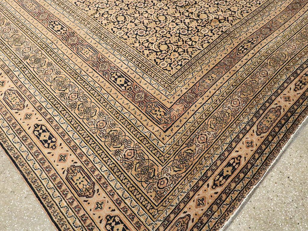Rustic Mid-20th Century Handmade Persian Khorassan Large Square Room Size Carpet For Sale 4