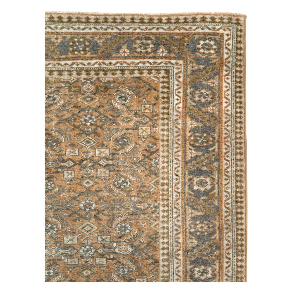 Hand-Knotted Rustic Mid-20th Century Handmade Persian Mahal Room Size Accent Rug For Sale