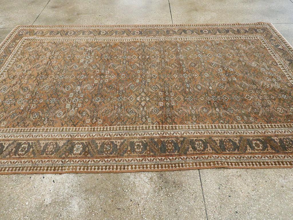 Rustic Mid-20th Century Handmade Persian Mahal Room Size Accent Rug For Sale 1