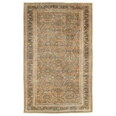 Vintage Rustic Mid-20th Century Handmade Persian Mahal Room Size Accent Rug