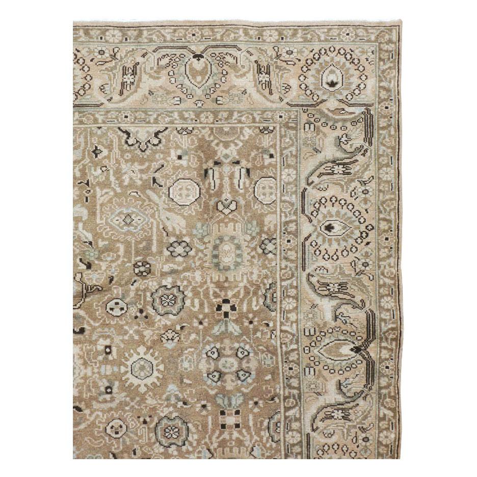Hand-Knotted Rustic Mid-20th Century Handmade Persian Malayer Room Size Accent Rug For Sale