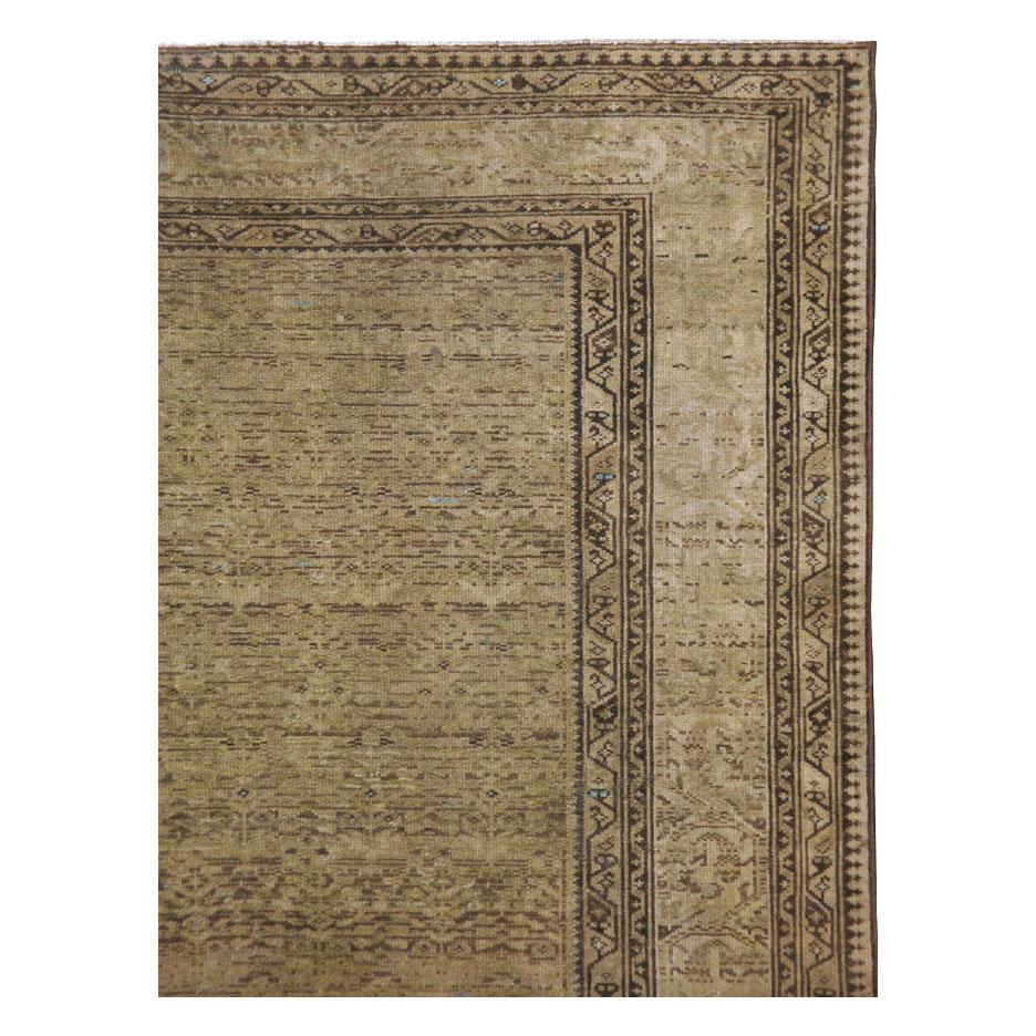 Hand-Knotted Rustic Mid-20th Century Handmade Persian Malayer Small Room Size Accent Rug For Sale