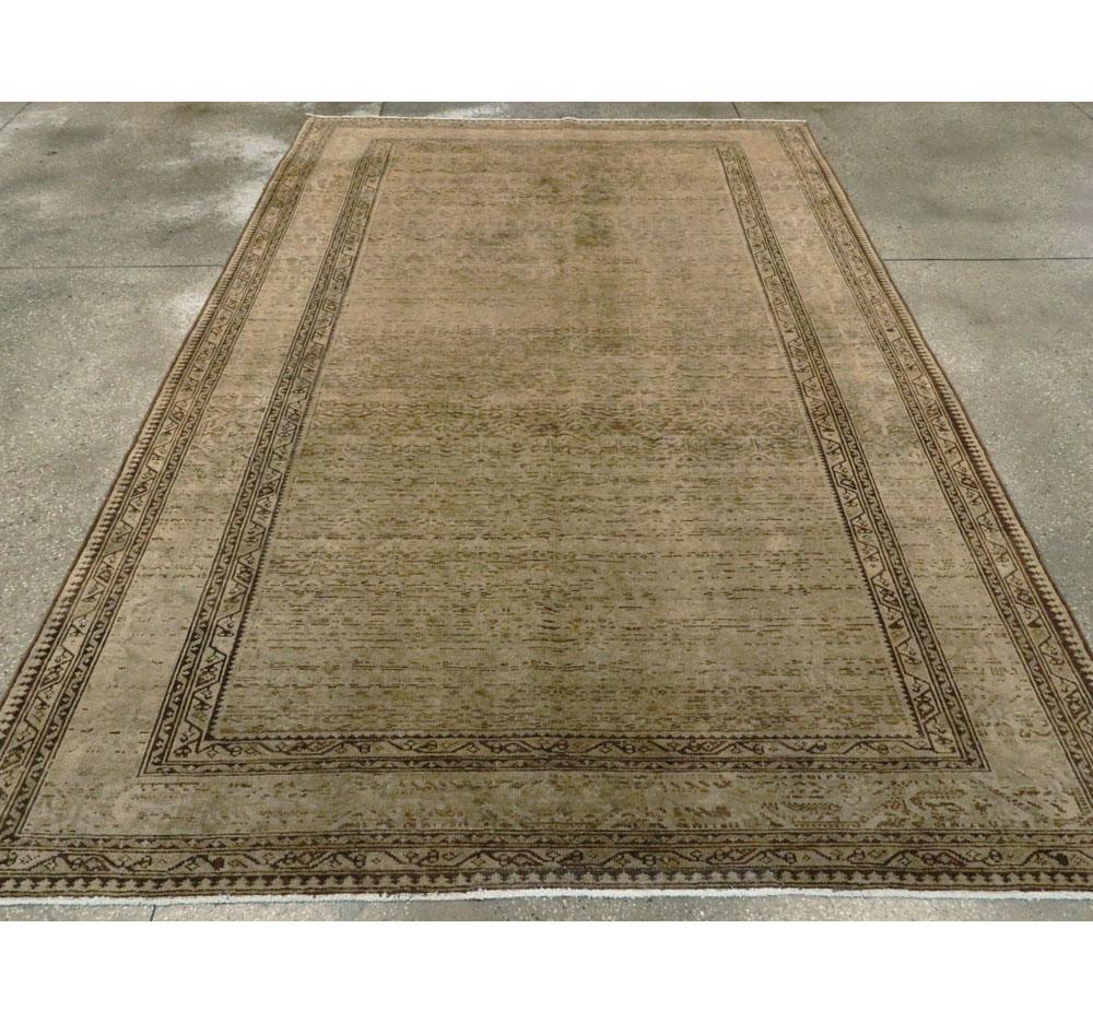 Wool Rustic Mid-20th Century Handmade Persian Malayer Small Room Size Accent Rug For Sale