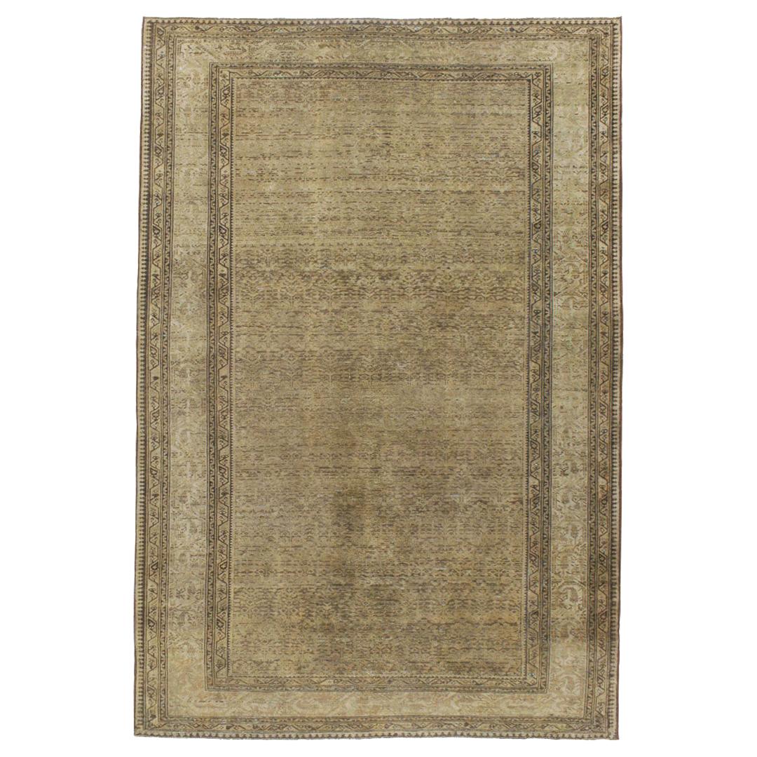 Tappeto da salotto rustico della metà del XX secolo, fatto a mano, in stile persiano Malayer, di dimensioni ridotte