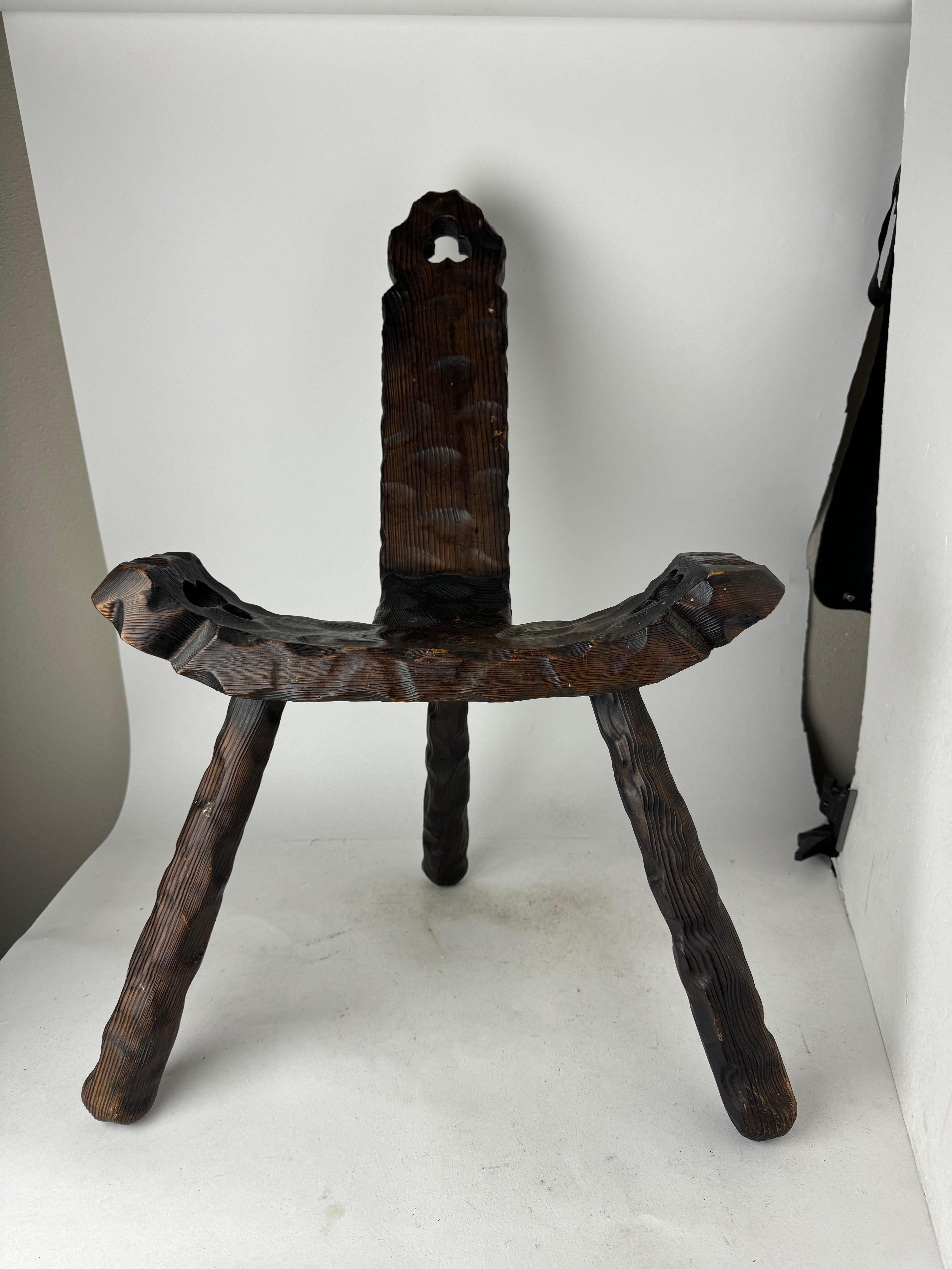 🌟 Vintage Spanish Hand-Carved 3-Legged Stool with High Backrest! 🌟

Step back in time with this exquisite piece of mid-20th-century craftsmanship! Presenting a gorgeous 3-legged or tripod stool all the way from Spain, meticulously hand-carved in