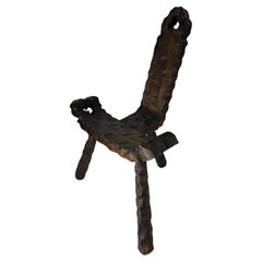 Used  Rustic Mid Century Spanish Tripod Stool 