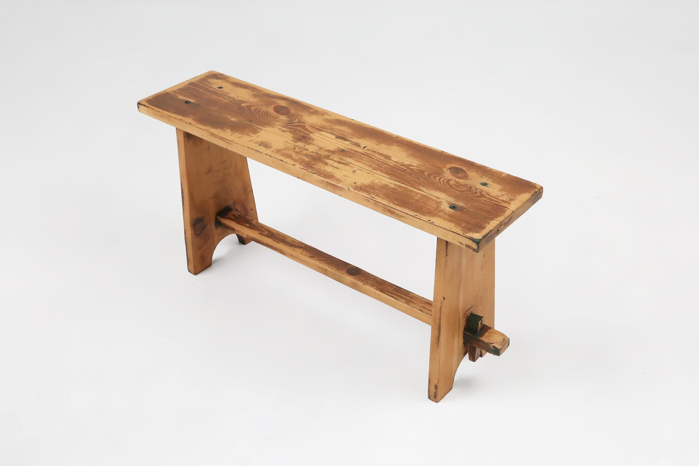 French Rustic mid-century wooden bench, France ca. 1900 For Sale
