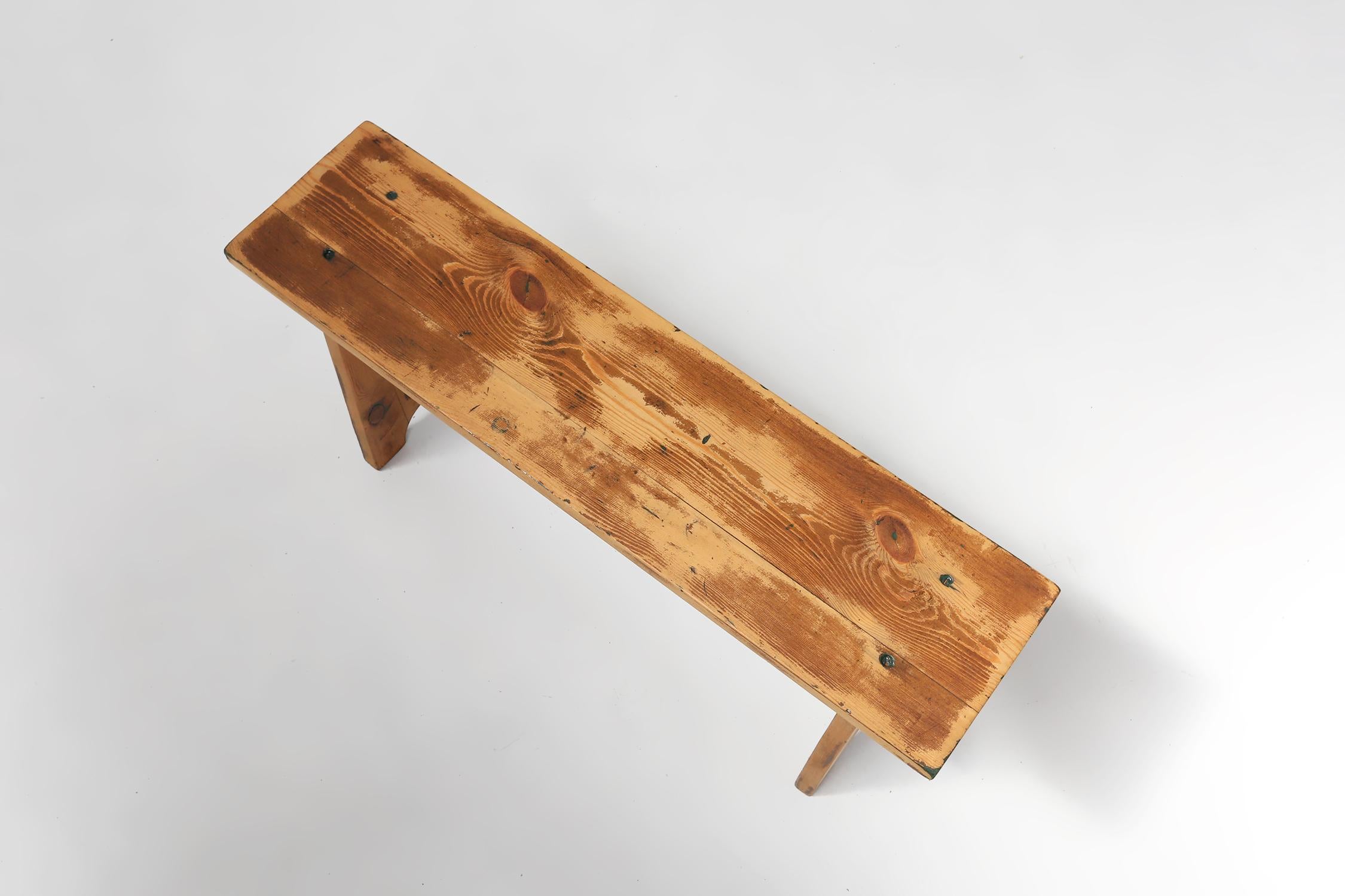 Rustic mid-century wooden bench, France ca. 1900 For Sale 1